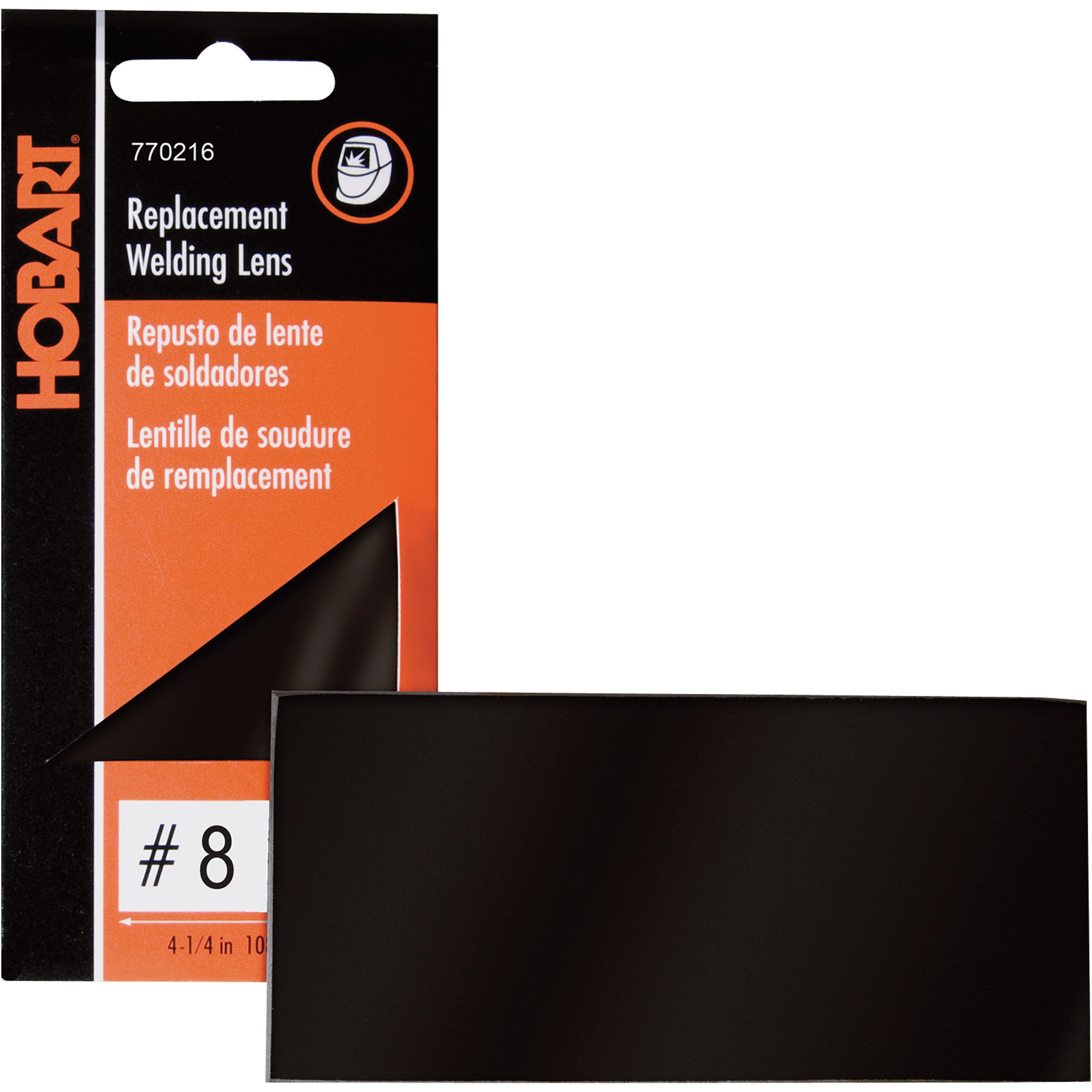 Hobart Welding Helmet Replacement Lens — Shade #8, 2in. x 4 1/4in., Model# 770216
